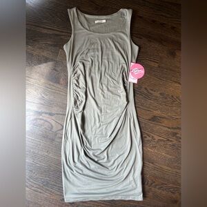 NWT Heart Hips Maternity Dress Extremely Soft Taupe Sleeveless Stretch Size S